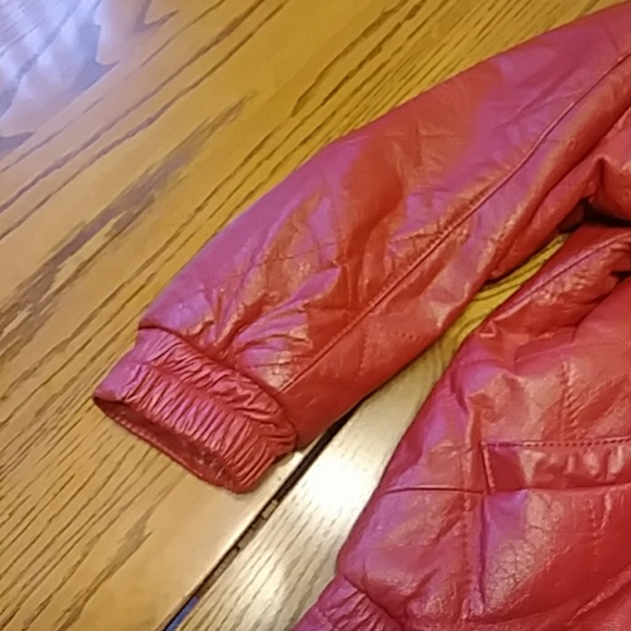 Red Leather Bomber - Picture 3 of 8
